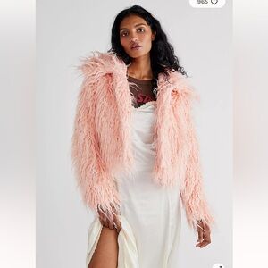 Free People x Blank NYzv Late Night Women's Pink Faux Fur Jacket